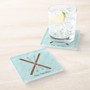 Langlaufski im Schnee Glasuntersetzer