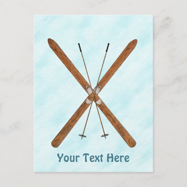 Langlaufski im Schnee Postkarte (Vorderseite)