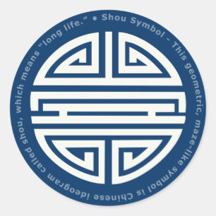 Langlebigkeit Phantastisches chinesisches Zeiche Runder Aufkleber