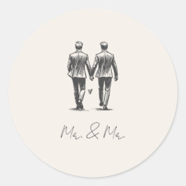 Langley Mr. & Mr. Wedding Runder Aufkleber