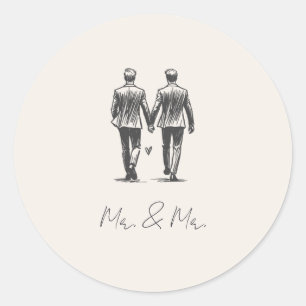 Langley Mr. & Mr. Wedding Runder Aufkleber