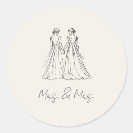 Langley Mrs. & Mrs. Wedding Runder Aufkleber
