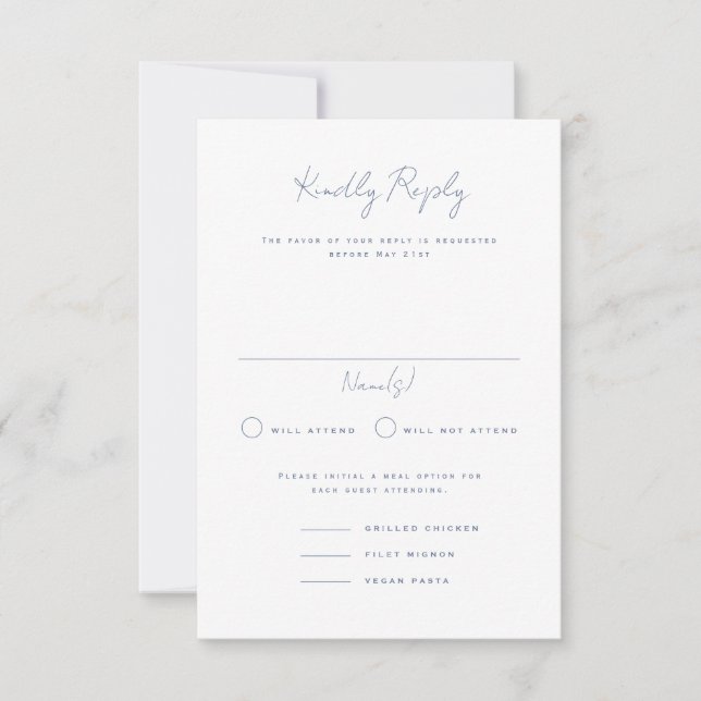 Langley Portrait Wedding RSVP Card Einladung (Vorderseite)