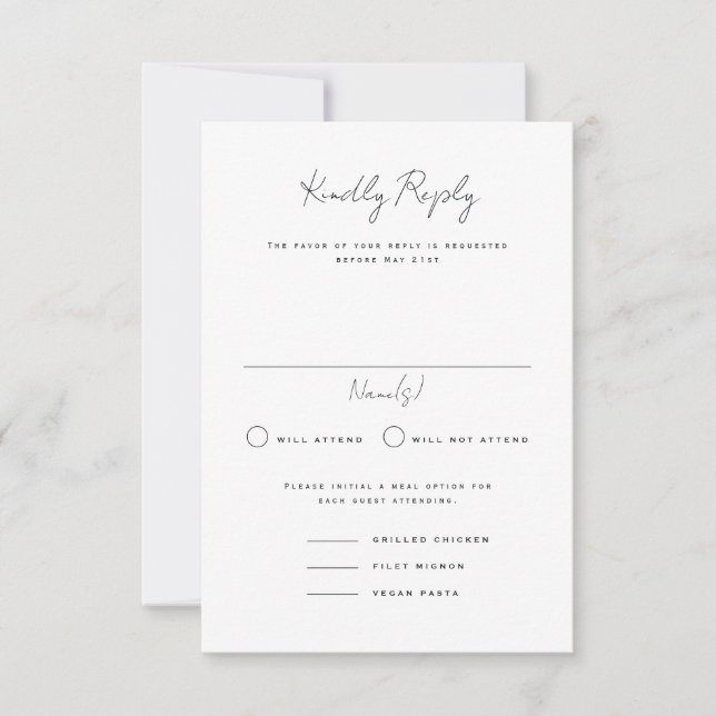 Langley Portrait Wedding RSVP Card Einladung (Vorderseite)