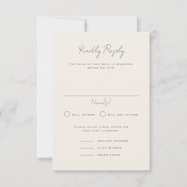 Langley Portrait Wedding RSVP Card Einladung (Vorderseite)