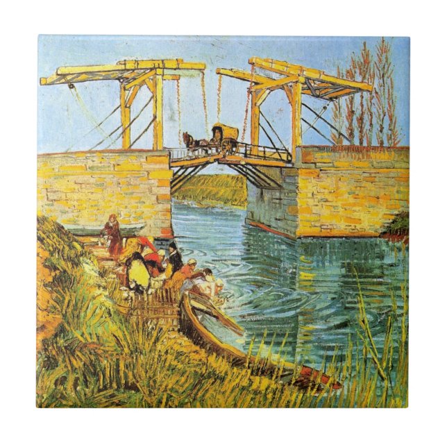 Langlois Bridge bei Arles von Vincent van Gogh Fliese (Vorderseite)