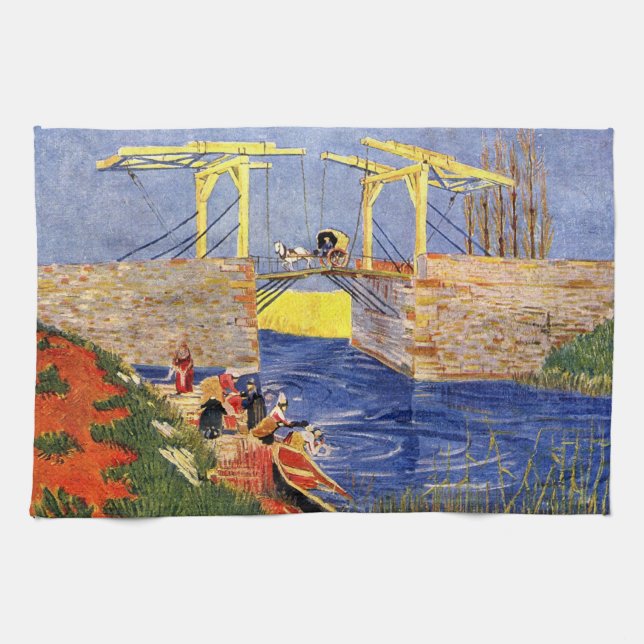 Langlois Bridge bei Arles von Vincent van Gogh Geschirrtuch (Horizontal)