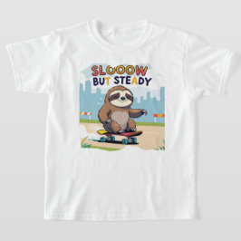 Langsam aber stetig - Niedliches Sloth Skateboardi T-Shirt