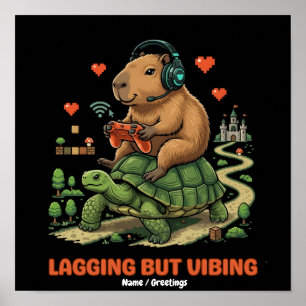Langsam aber vibrierend lustige Capybara- und Schi Poster