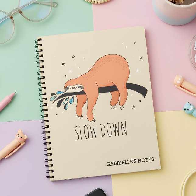 Langsam - Funny Sloth Notizblock (Slow down notebook - a notebook that reminds you to sloth down!)