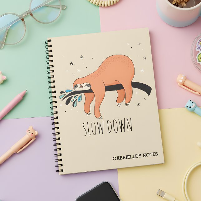 Langsam - Funny Sloth Notizbuch (Sloth down with this sloth notebook. )