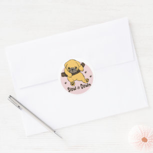 Langsam Kawaii niedlicher Welpe, der an einem Zwei Runder Aufkleber