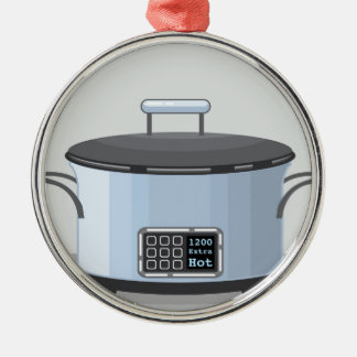 Langsam kochender Topftopfvektor Silbernes Ornament