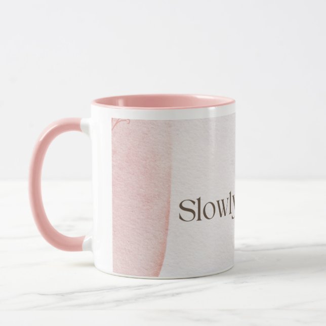 Langsam poetisch werdender Kaffeebecher mit weiche Tasse (Links)