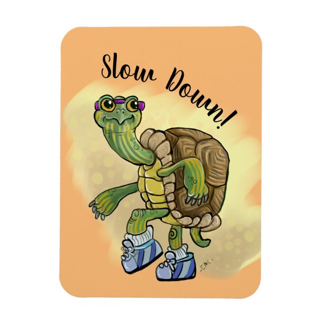 Langsam, Schildkröte schnell Niedlich, Terrapin lä Magnet (Vertikal)
