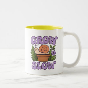 Langsam wachsen Schnecke Süß Garten Zitat Design Zweifarbige Tasse