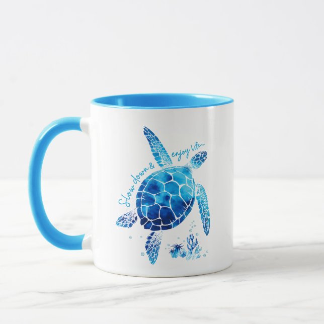 Langsam werden und das Leben genießen Schildkröte  Tasse (Links)