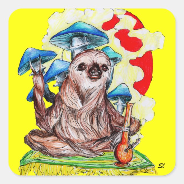 Langsame Bewegungen und gute Beats Quadratischer Aufkleber (Vorderseite)