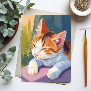 Langsame Blinzler   Katze Kätzchen Aquarell Hausti Postkarte