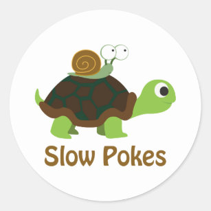 Langsame Pokes - Niedliche Schildkröte und Schneck Runder Aufkleber