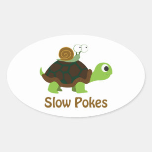 Langsame Pokes - Schildkröten und Schnecken Ovaler Aufkleber