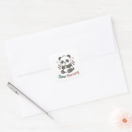 Langsamer Morgen-Panda-Aufkleber | Cute Cozy Ästhe Quadratischer Aufkleber