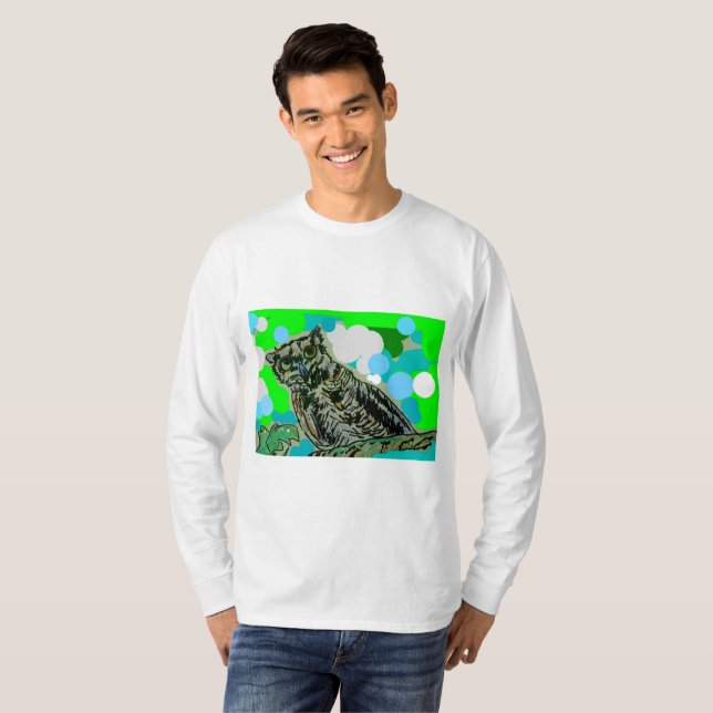 LANGSAMER T - SHIRT - GROSSES HORNED OWL (Vorne ganz)
