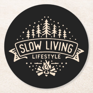 Langsames Leben Runder Pappuntersetzer