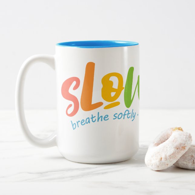 Langsames Leben Zweifarbige Tasse (Mit Donut)