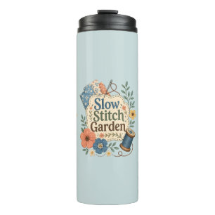 Langsames Sticken Garten Cottagecore Floral Nähen Thermosbecher
