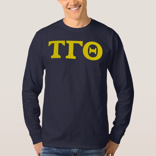 Langschläfenbriefe Shirt - Navy mit gelbem Block (Vorderseite)