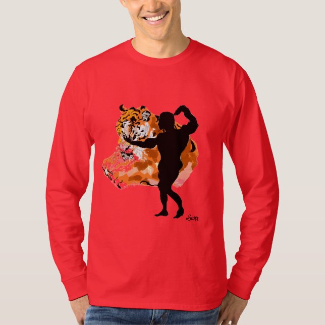 Langschläfer-T - Shirt : Tiger innerhalb (Vorderseite)
