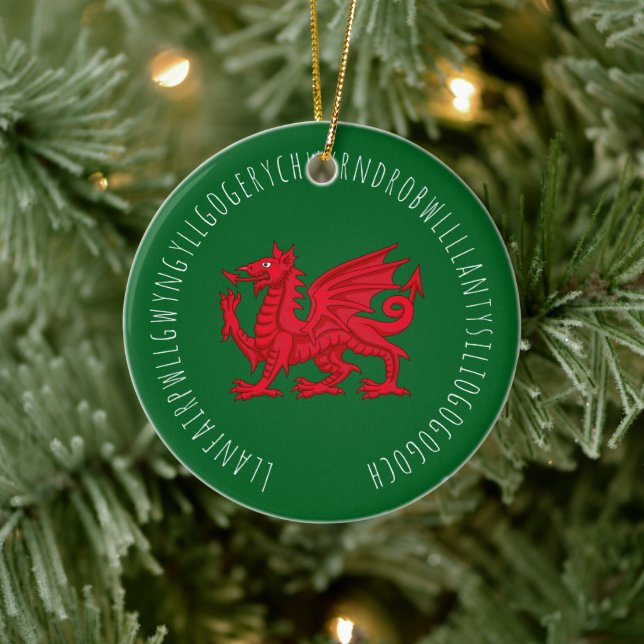 längstes walisisches Wort Keramik Ornament (Baum)