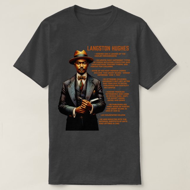 Langston Hughes Facts T-Shirt (Design vorne)