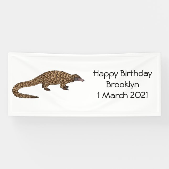 Langtailed Pangolin Cartoon Banner (Horizontal)