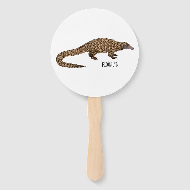 Langtailed Pangolin Cartoon Fächer (Vorderseite)