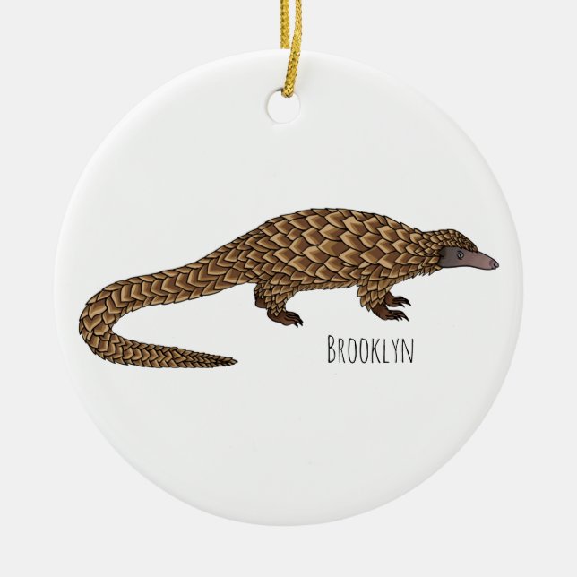 Langtailed Pangolin Cartoon Keramik Ornament (Vorne)