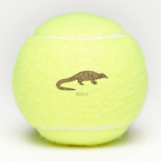 Langtailed Pangolin Cartoon Tennisbälle (Vorderseite)