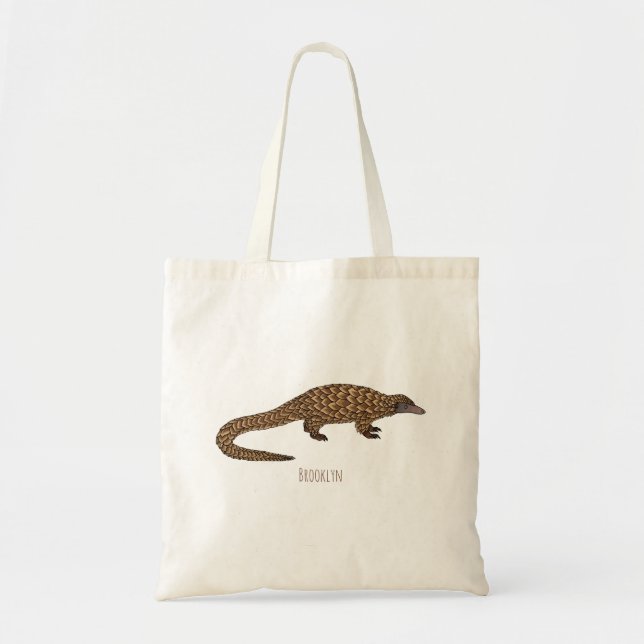 Langtailed Pangolin Cartoon Tragetasche (Vorne)