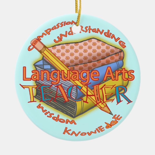 Language Arts Teacher deluxe Rundschmuck Ornament Aus Metall (Vorne)