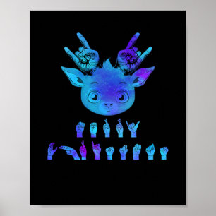 Language Deaf Christmas Rentier Deaf Asl Awarenes Poster