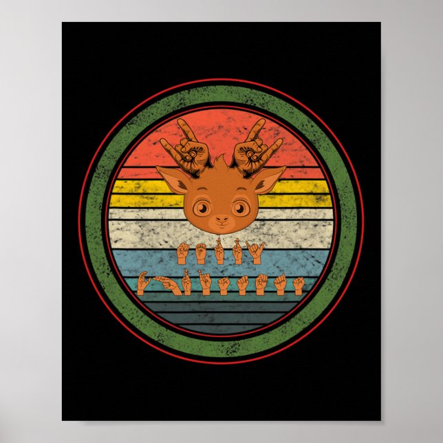Language Deaf Christmas Rentier Deaf Asl Awarenes Poster (Vorne)