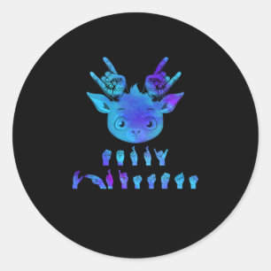 Language Deaf Christmas Rentier Deaf Asl Awarenes Runder Aufkleber