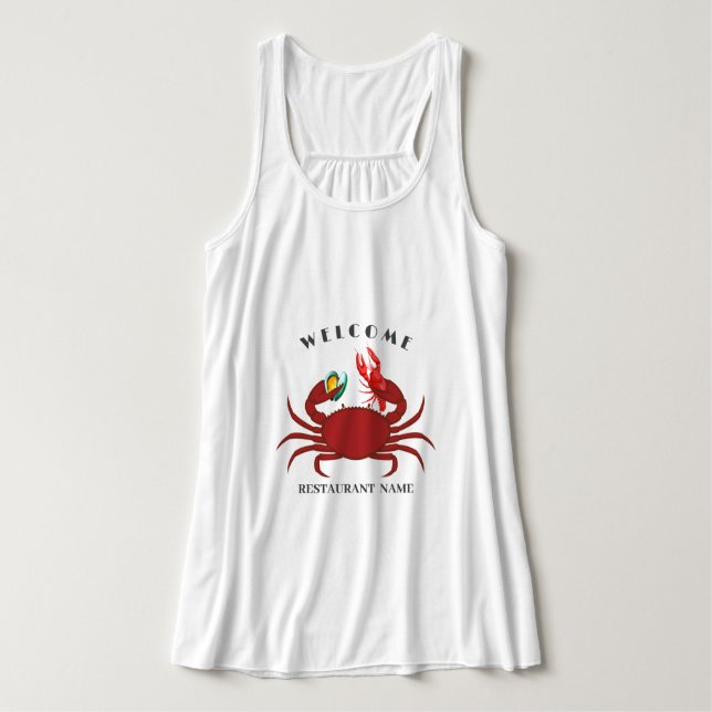 Languste-Muschel-Begrüßungsrestaurant Logo Tank Top (Design Vorderseite)