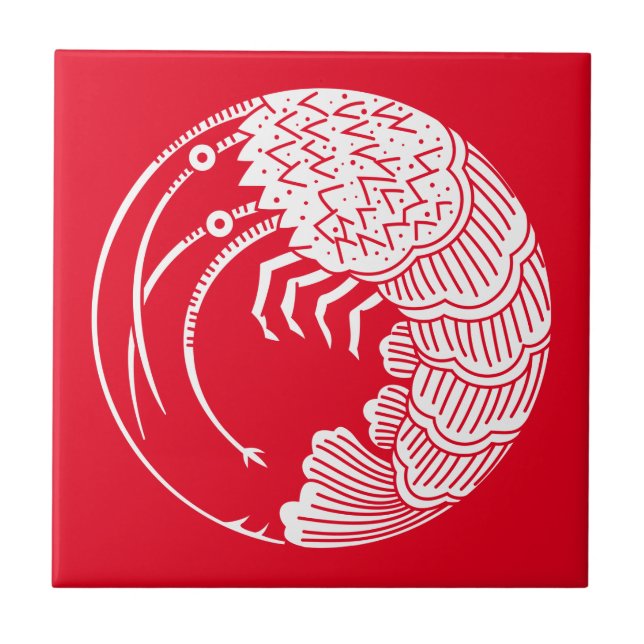 Langusten-Kreis Tiles Fliese (Vorderseite)