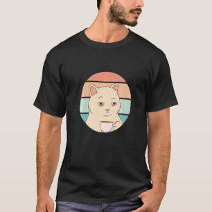 Langweilige Katze mit Kaffee Retro Sonnenschein Gr T-Shirt