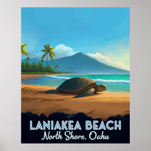 Laniakea Beach Haleiwa Oahu Hawaii Turtle Poster