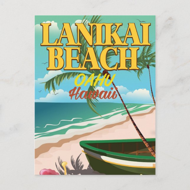 Lanikai Beach Hawaii Reiseplakat Postkarte (Vorderseite)