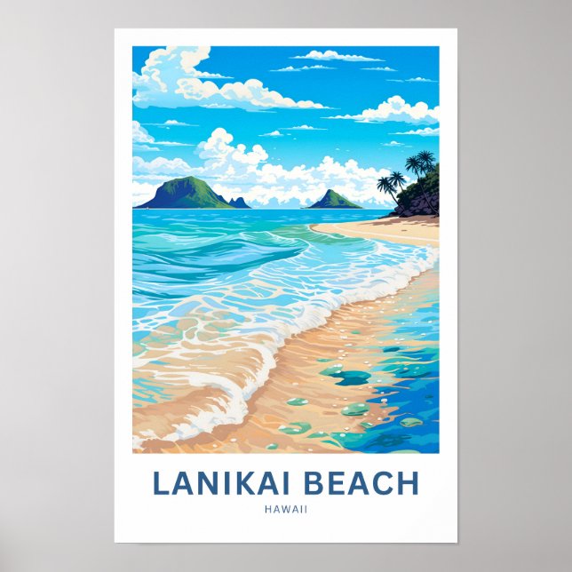 Lanikai Beach Hawaii Travel Print Poster (Vorne)