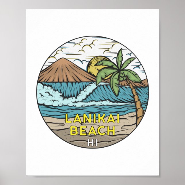Lanikai Beach Hawaii Vintag Poster (Vorne)